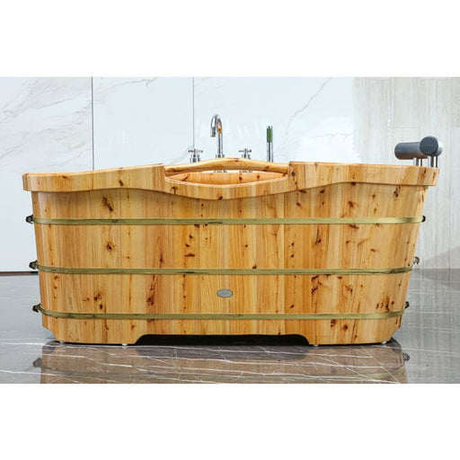ALFI brand AB1136 61'' Free Standing Cedar Wooden Bathtub with Tub Filler Bathtub ALFI Brand 