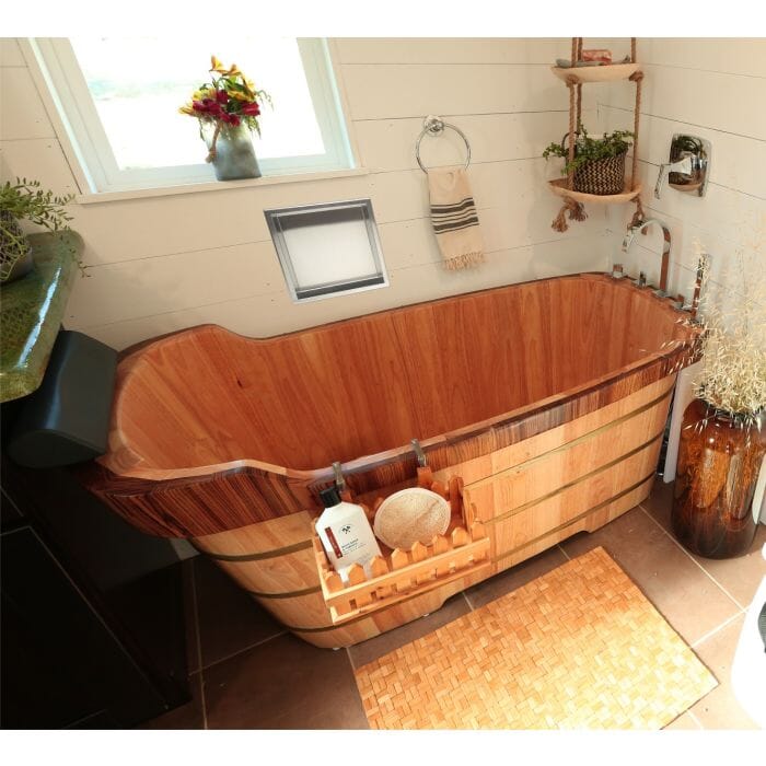 ALFI brand AB1148 59'' Free Standing Wooden Bathtub with Tub Filler Bathtub ALFI Brand 