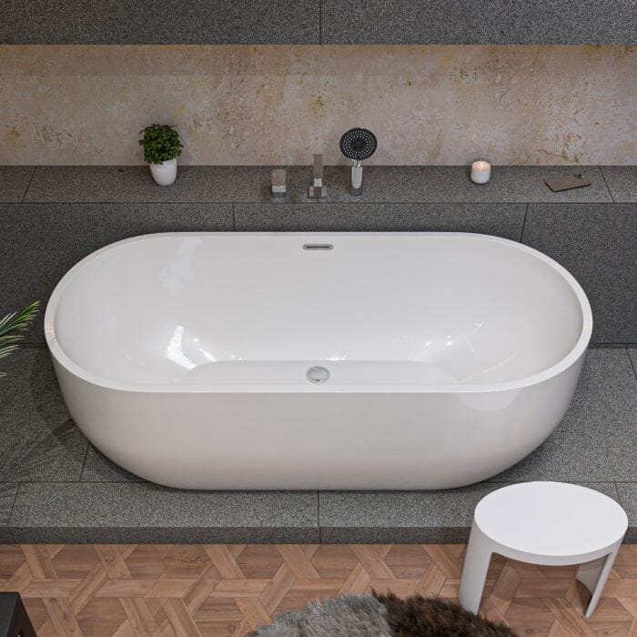 ALFI brand AB8839 67 Inch White Oval Acrylic Free Standing Soaking Bathtub Bathtub ALFI Brand 