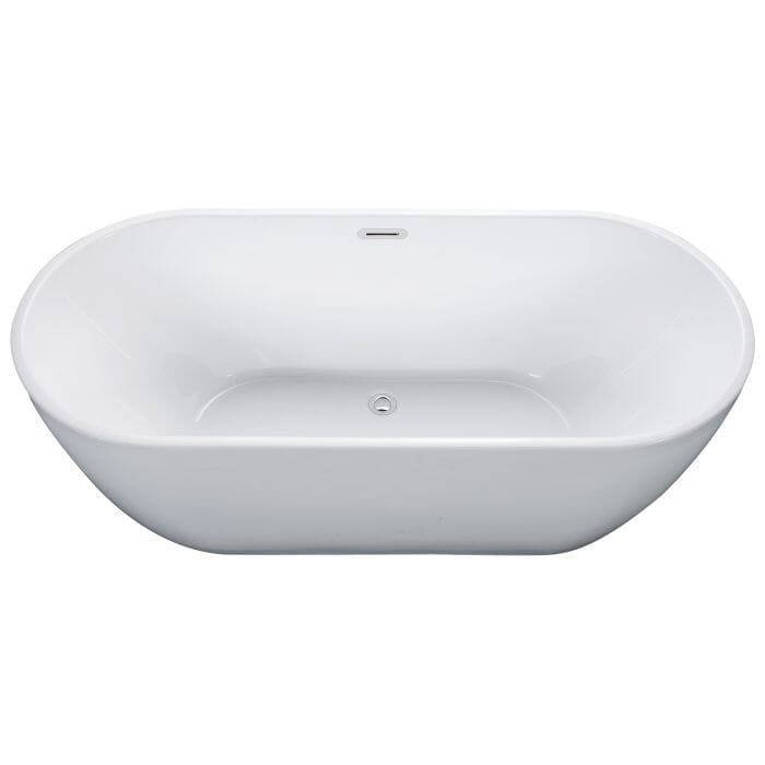 ALFI brand AB8839 67 Inch White Oval Acrylic Free Standing Soaking Bathtub Bathtub ALFI Brand 