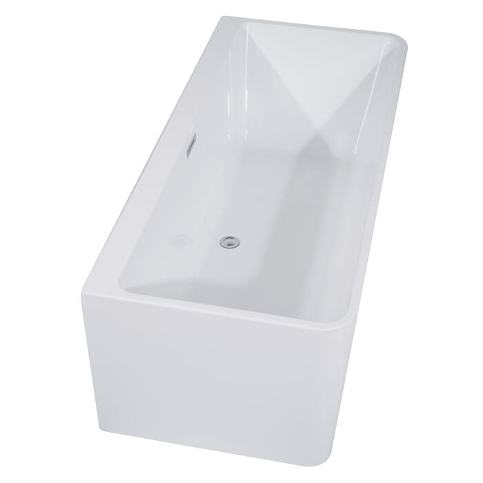 ALFI brand AB8858 59 Inch White Rectangular Acrylic Free Standing Soaking Bathtub Bathtub ALFI Brand 