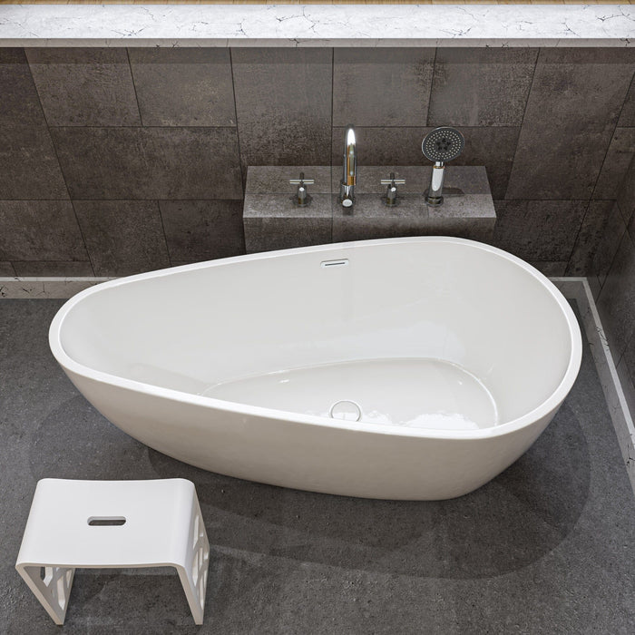 ALFI brand AB8861 59 Inch White Oval Acrylic Free Standing Soaking Bathtub Bathtub ALFI Brand 
