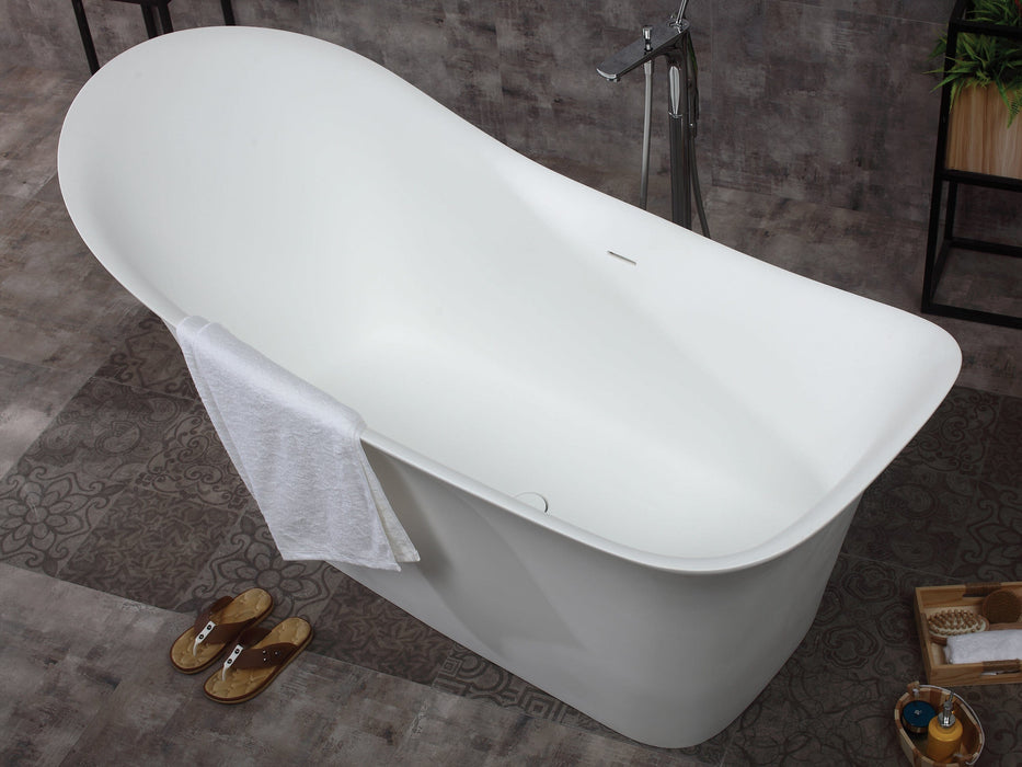 ALFI brand AB9915 74" White Solid Surface Smooth Resin Soaking Slipper Bathtub Bathtub ALFI Brand 