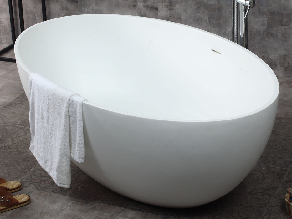 ALFI brand AB9941 67" White Oval Solid Surface Smooth Resin Soaking Bathtub Bathtub ALFI Brand 