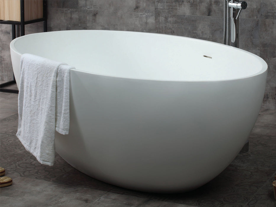 ALFI brand AB9941 67" White Oval Solid Surface Smooth Resin Soaking Bathtub Bathtub ALFI Brand 