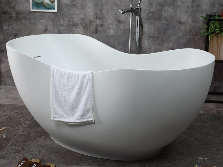 ALFI brand AB9949 66" White Solid Surface Smooth Resin Soaking Bathtub Bathtub ALFI Brand 