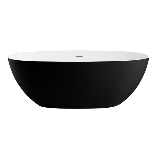 ALFI brand AB9975BM 59" Black & White Matte Oval Solid Surface Resin Soaking Bathtub Bathtub ALFI Brand 