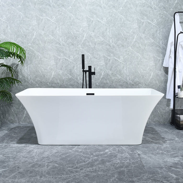 Altair - Carani 65" x 28" Flatbottom Freestanding Acrylic Soaking Bathtub in Glossy White with Drain and Overflow Bathtub Altair 