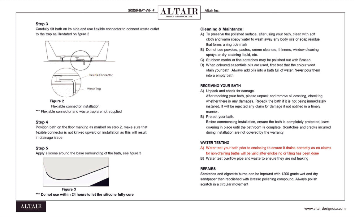 Altair - Cielo 59" x 30" Freestanding Soaking Acrylic Bathtub Bathtub Altair 