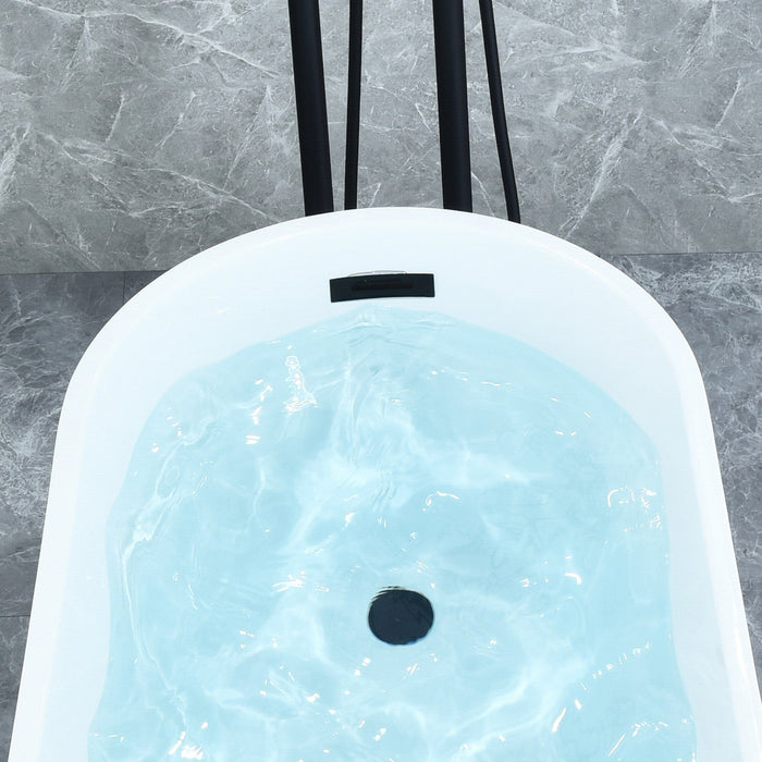 Altair - Ipure 67" x 29" Flatbottom Freestanding Acrylic Soaking Bathtub in Glossy White with Drain and Overflow Bathtub Altair 