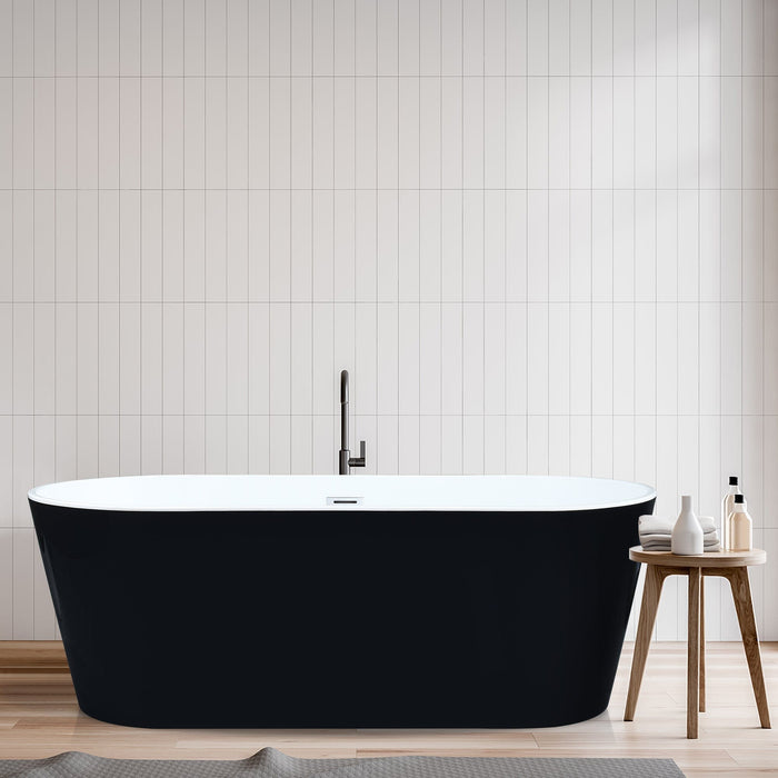 Altair - Kaprun 63" x 30" Flatbottom Freestanding Acrylic Soaking Bathtub in Glossy Black with Drain and Overflow Bathtub Altair 