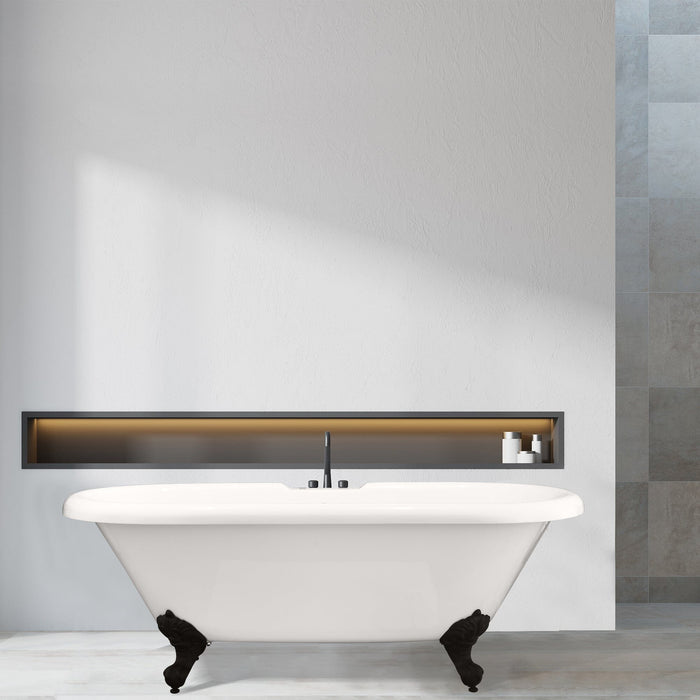 Altair - Kerta 67" x 29" Acrylic Clawfoot Soaking Bathtub in Glossy White with Matte Black Drain and Overflow Bathtub Altair 