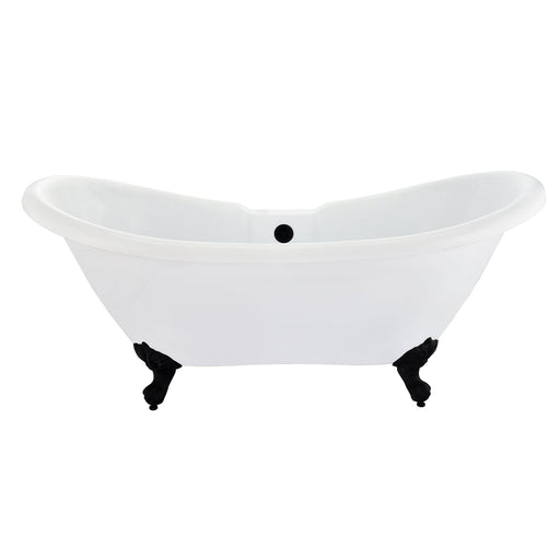 Altair - Porva 69" x 29" Acrylic Clawfoot Soaking Bathtub in Glossy White with Matte Black Drain and Overflow Bathtub Altair 