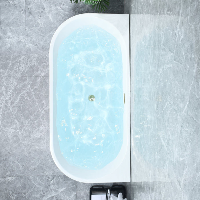 Altair - Satchi 67" x 32" Flatbottom Freestanding Acrylic Soaking Bathtub in Glossy White with Drain and Overflow Bathtub Altair 