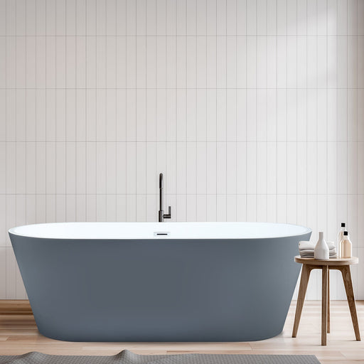 Altair - Szany 67" x 32" Flatbottom Freestanding Acrylic Soaking Bathtub in Glossy Gray with Drain and Overflow Bathtub Altair 