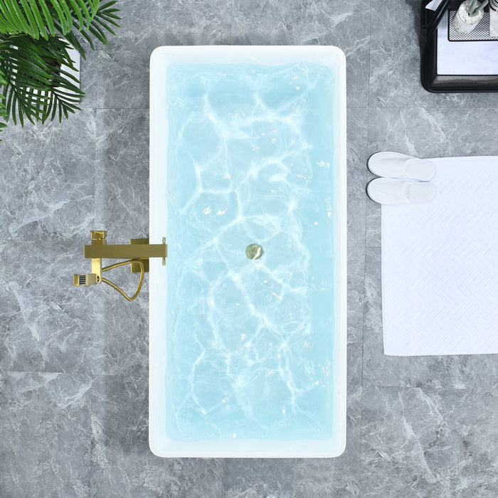 Altair - Terrak 59" x 28" Flatbottom Freestanding Acrylic Soaking Bathtub in Glossy White with Drain and Overflow Bathtub Dreamy Tubs 