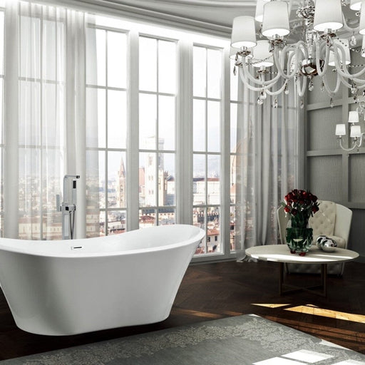 Ancona 71 inch Freestanding Bathtub in Glossy White Bathtub Bellaterra Home 
