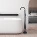 Assens Double Lever Handle Freestanding Floor Mounted Tub Filler with Handshower in Matte Black Bathtub Faucet Altair 