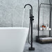 Assens Double Lever Handle Freestanding Floor Mounted Tub Filler with Handshower in Matte Black Bathtub Faucet Altair 