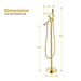 Brulon Double Knob Handle Freestanding Floor Mounted Tub Filler with Hand-shower in Brushed Gold Bathtub Faucet Altair 