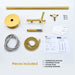 Brulon Double Knob Handle Freestanding Floor Mounted Tub Filler with Hand-shower in Brushed Gold Bathtub Faucet Altair 
