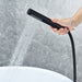 Brulon Double Knob Handle Freestanding Floor Mounted Tub Filler with Handshower in Matte Black Bathtub Faucet Altair 