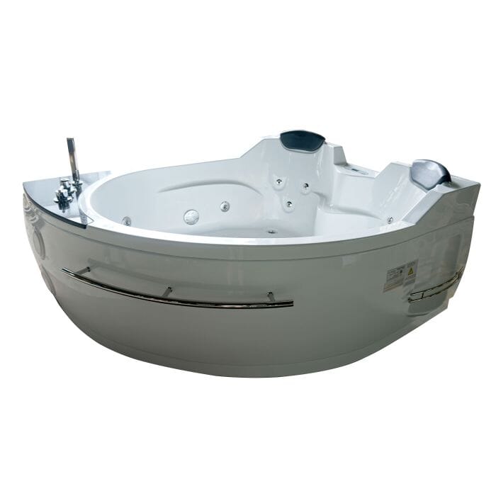 EAGO AM113ETL-L 5.5 ft Right Drain Corner Acrylic White Whirlpool Bathtub for Two Bathtub EAGO 