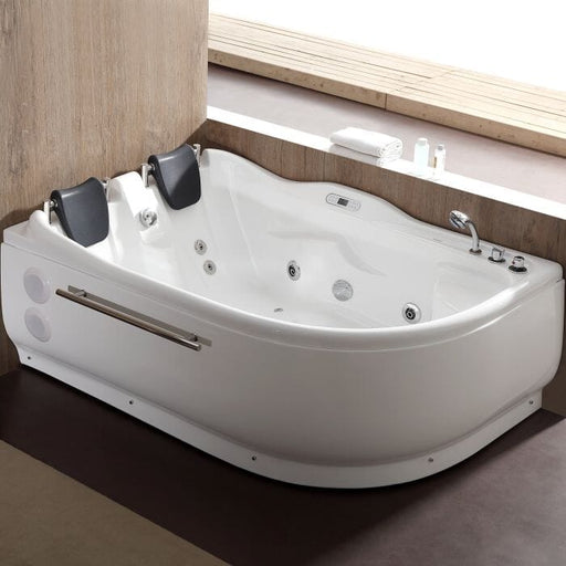 EAGO AM124ETL-R 6 ft Right Corner Acrylic White Whirlpool Bathtub for Two Bathtub EAGO 