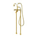 Forcé Vintage Style Cross Handle Claw Foot Floor Mounted Tub Filer with Handshower in Brushed Gold Bathtub Faucet Altair 