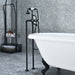 Forcé Vintage Style Cross Handle Claw Foot Floor Mounted Tub Filer with Handshower in Matte Black Bathtub Faucet Altair 