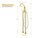 Gnosall Double Lever Handle Freestanding Floor Mounted Tub Filler with Handshower in Brushed Gold Bathtub Faucet Altair 
