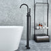 Gnosall Double Lever Handle Freestanding Floor Mounted Tub Filler with Handshower in Matte Black Bathtub Faucet Altair 