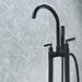 Gnosall Double Lever Handle Freestanding Floor Mounted Tub Filler with Handshower in Matte Black Bathtub Faucet Altair 
