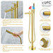 Larod Single Lever Handle Freestanding Floor Mounted Tub Filler with Handshower in Brushed Gold Bathtub Faucet Altair 
